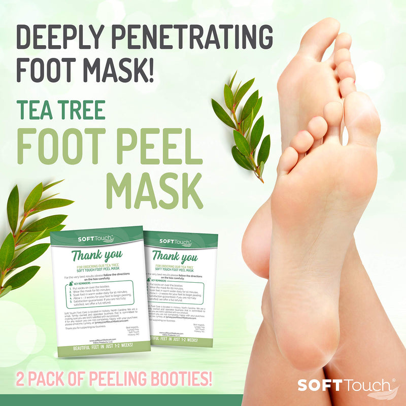 [Australia] - Tea Tree Foot Peel Mask – 2 Pack of Peeling Booties – Foot Care Exfoliating Treatment Repairs Cracked Heels, Calluses & Removes Dead, Dry Skin 