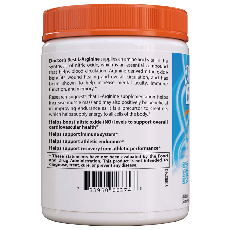 [Australia] - Doctor's Best L-arginine HCL Powder, Non-GMO, Vegan, Gluten Free, Soy Free, Helps Promote Muscle Growth, 300g 