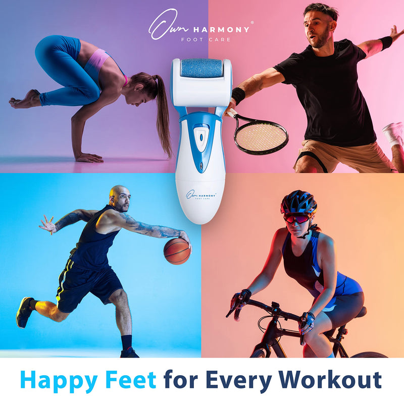 [Australia] - Electric Callus Remover: Own Harmony Professional Pedicure Tools Foot Care for Women, Rechargeable Foot Scrubber, CR900 Electronic Feet File Pedi Sander Best for Hard Cracked Dry Dead Skin, 3 Rollers Blue 