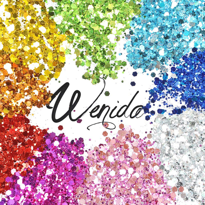 [Australia] - Body Glitter Wenida 9 Colors 190g Holographic Cosmetic Festival Makeup Chunky Powder for Nail Hair Eye Face 9 Bottle Color # 1 