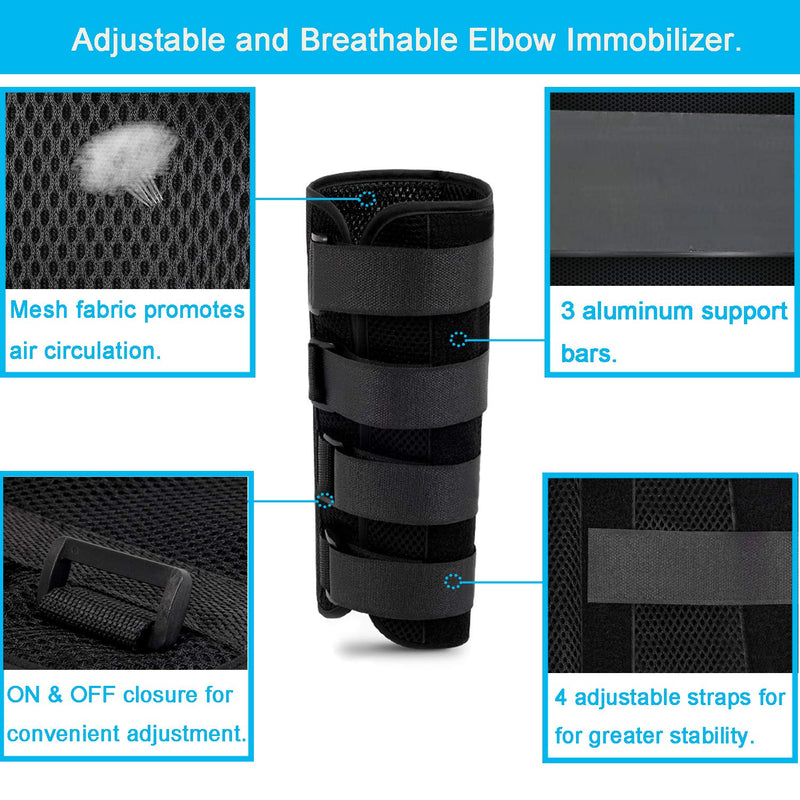 [Australia] - Elbow Brace Splint Immobilizer Stabilizer for Ulnar Nerve Entrapment & Cubital Tunnel Syndrome, Adjustable Elbow Nighttime Support, Keep Arm Straight for Sleeping (L/XL) L/XL 
