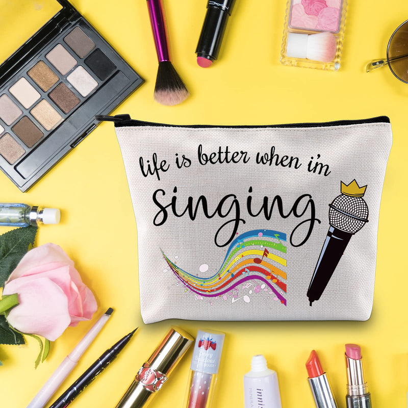 [Australia] - LEVLO Singing Cosmetic Make Up Bag Music Lover Gift Life Is Better When I'm Singing Makeup Zipper Pouch Bag For Women Girls, When I'm Singing, 