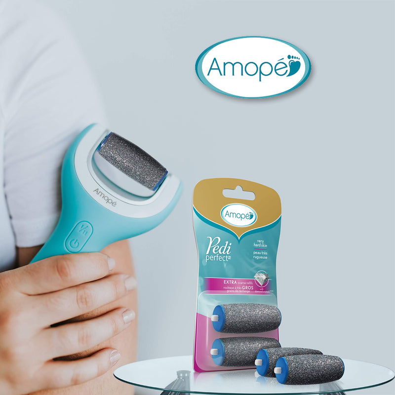 [Australia] - Amope Pedi Perfect Electronic Foot File Refills, Extra Coarse Rollers for Feet, Removes Hard and Dead Skin - 2 Count 