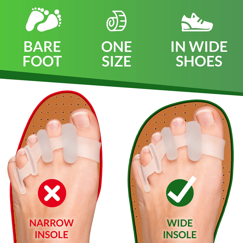 [Australia] - YogaMedic® Toe Separators for Overlapping Toes [6Pcs] to Relax Toes, Improved Gel Silicone, 0% BPA, One-Size, Spreader 