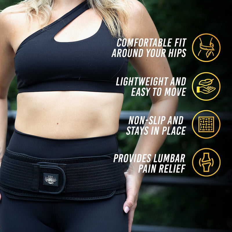 [Australia] - SOLAWELL Sacroiliac Belt - Lower Back Support to Treat Sciatica - Pain Relief for Pelvic, Lumbar, Nerve and Leg Discomfort - Posture and Pregnancy Support - Pelvis Brace to Improve Alignment - SI Joint Belt for Women and Men, Black 