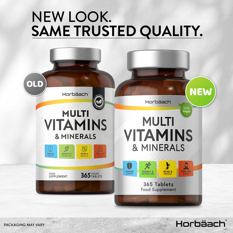 [Australia] - Multivitamins and Minerals | 365 Vegan Tablets | for Men & Women | Complete Complex of 24 Essential Nutrients | Including Vitamin D, B12, Zinc & Iron | by Horbaach 