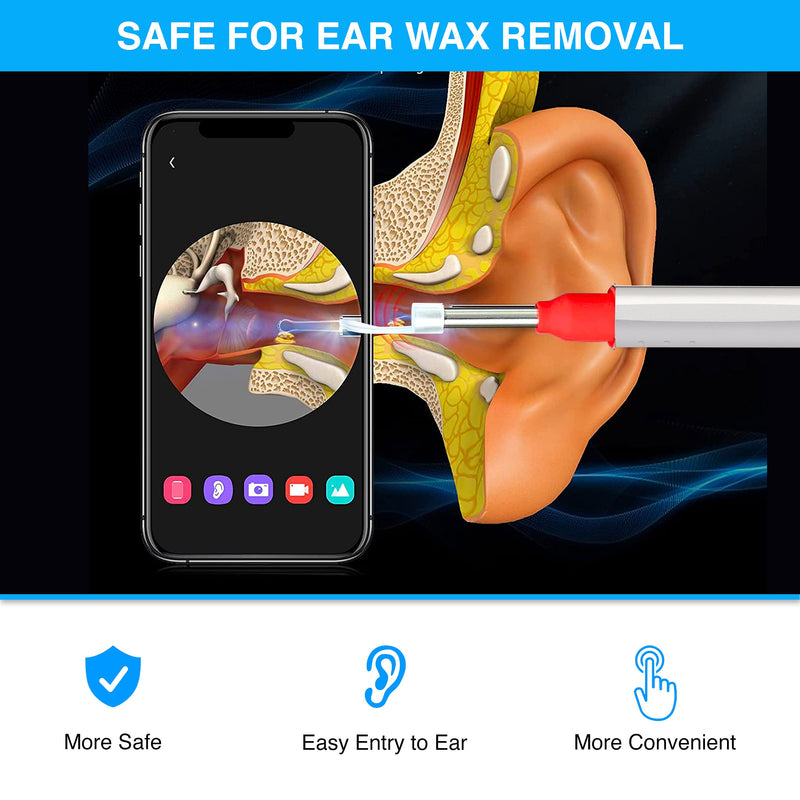 [Australia] - Ear Wax Removal Otoscope Wireless with Free Container and Ear Pick Set - Earwax Remover Tool - Ear Cleaner with Camera - 1080p with 6 LED Lights - Visual Ear Camera Safe Ear Pick Ear Cleaning 