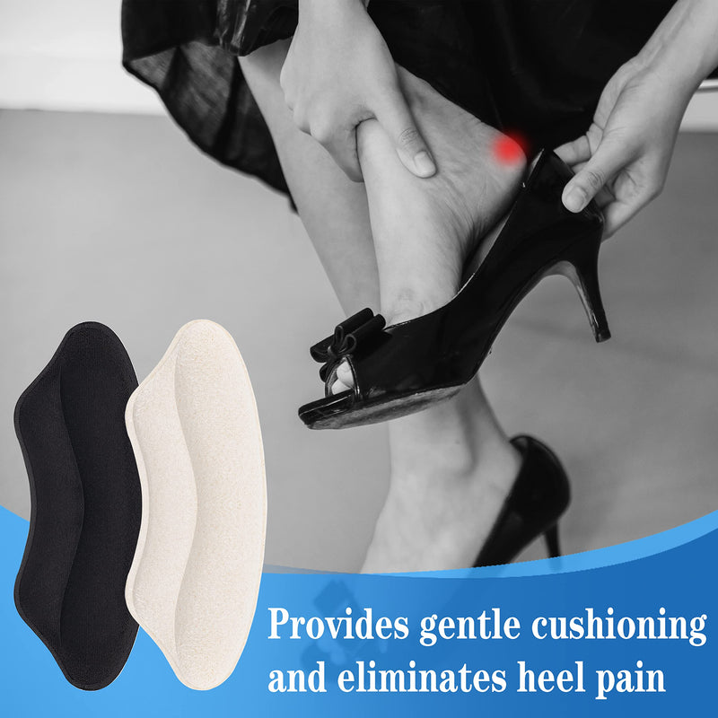 [Australia] - ZORRA 4 Pairs Heel Grips Heel Protectors, Sponge Heel Cushion Pads, Self-Adhesive Heel Grips for Ladies, Heel Grips for Kids Shoes (Black, Beige) 