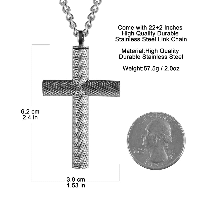 [Australia] - HZMAN Large Stainless Steel Cross Memorial Cremation Ashes Urn Pendant Necklace Keepsake Jewelry Urn Silver 