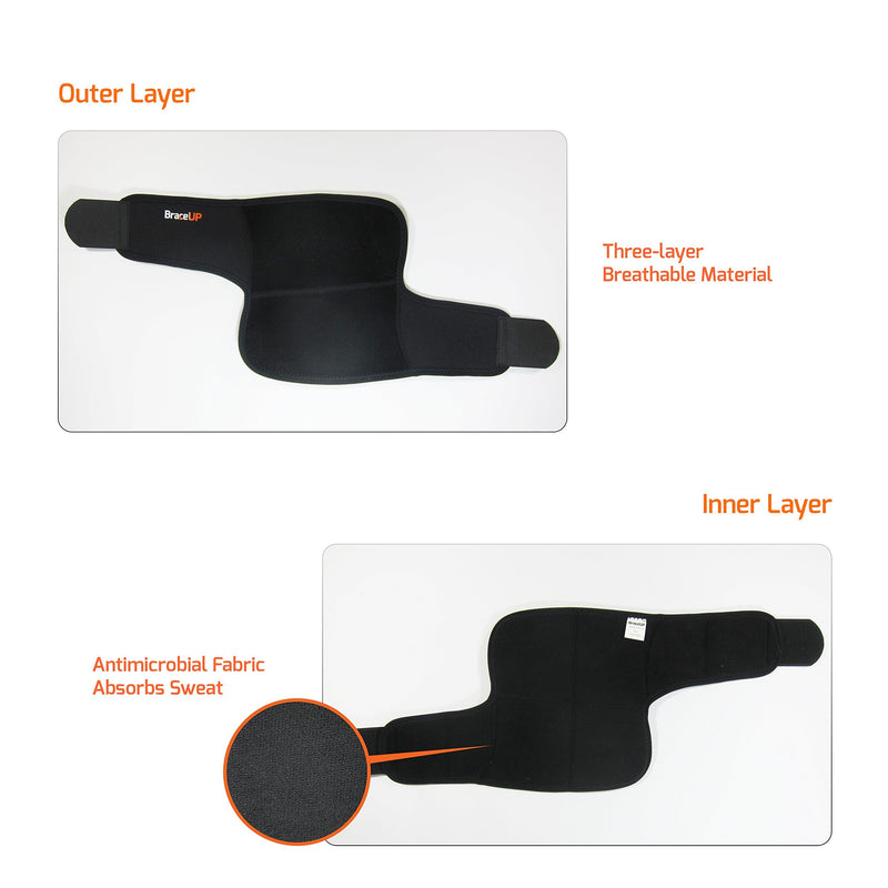 [Australia] - Adjustable Elbow Brace for women and men by BraceUP - Elbow Support for Pain, Tennis Elbow, Tendonitis, Arthritis Ease, Curad Support, Left and Right Elbow, One Size (Black) Black 