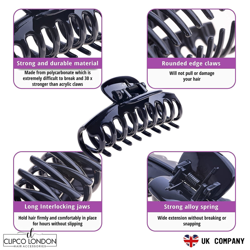 [Australia] - Claw Clip Set Brown and Black Hair Clips For Girls Women Fine Medium Thick Hairs Strong Non Slip Hair Clip 2PCS 2 Count (Pack of 1) 