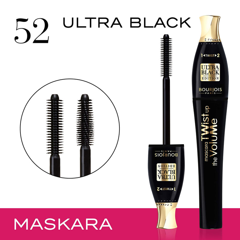 [Australia] - Bourjois Twist Up The Volume Mascara With Transformable 2-In-1 Brush - 8ml |52 Ultra Black Twist Up Mascara Tone no.52 