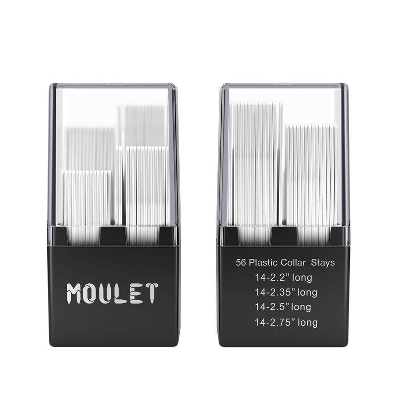 [Australia] - 56 Plastic Collar Stays in a Divided Box for Men - 4 Sizes by Moulet 