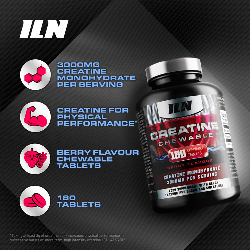 [Australia] - Chewable Creatine Tablets (Berry Flavour) - 3000mg Chewable Creatine Monohydrate Tablets - Creatine Chews - 180 Tablets Chewable Tablets (Berry Flavour) 180 Count (Pack of 1) 