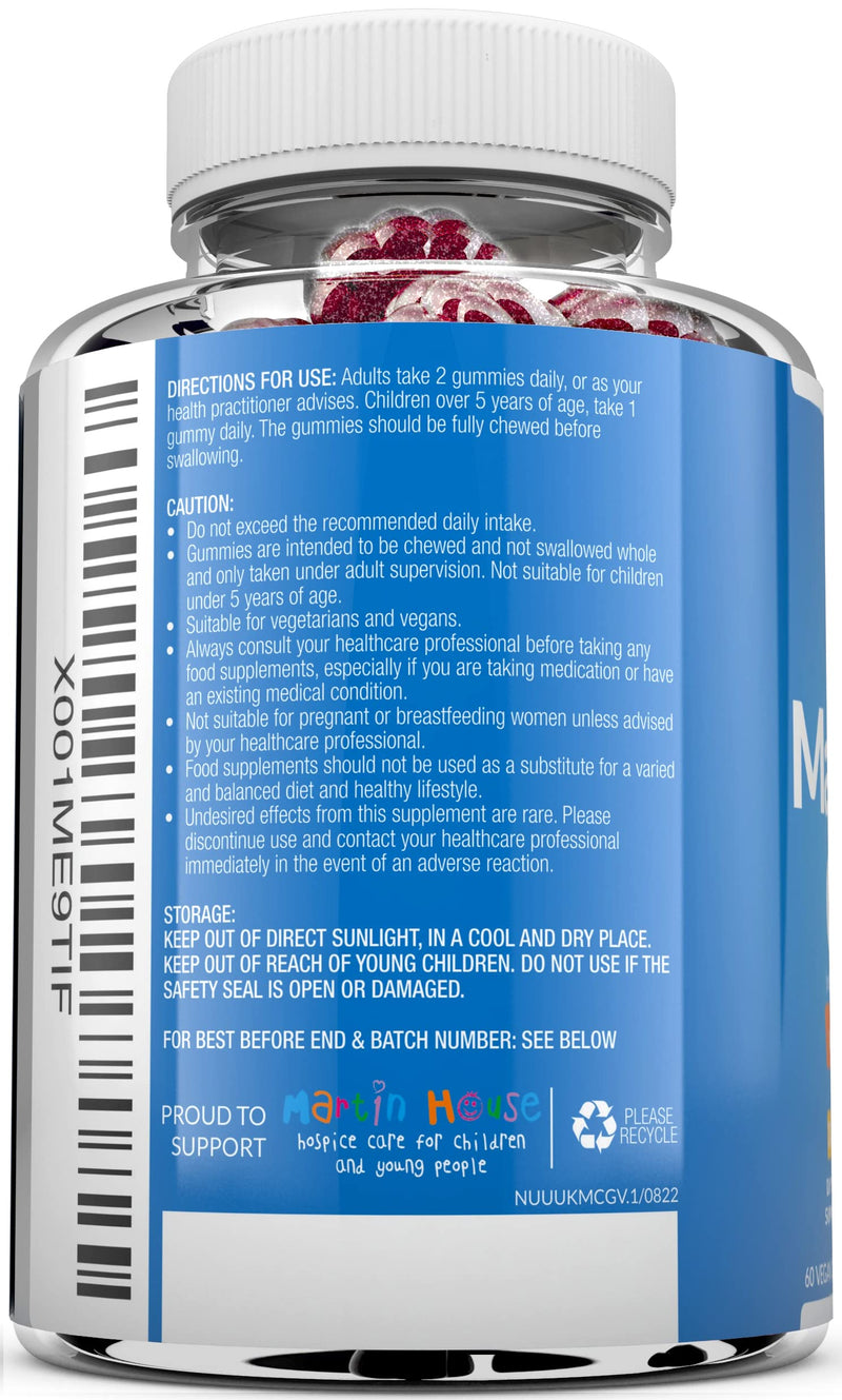 [Australia] - Magnesium Gummies 1060mg for Adults and Kids (5+) - 60 Vegan Gummies - Berry Flavour - Providing 150mg of Elemental Magnesium & 80mg of Vitamin C - Magnesium Citrate Supplement 