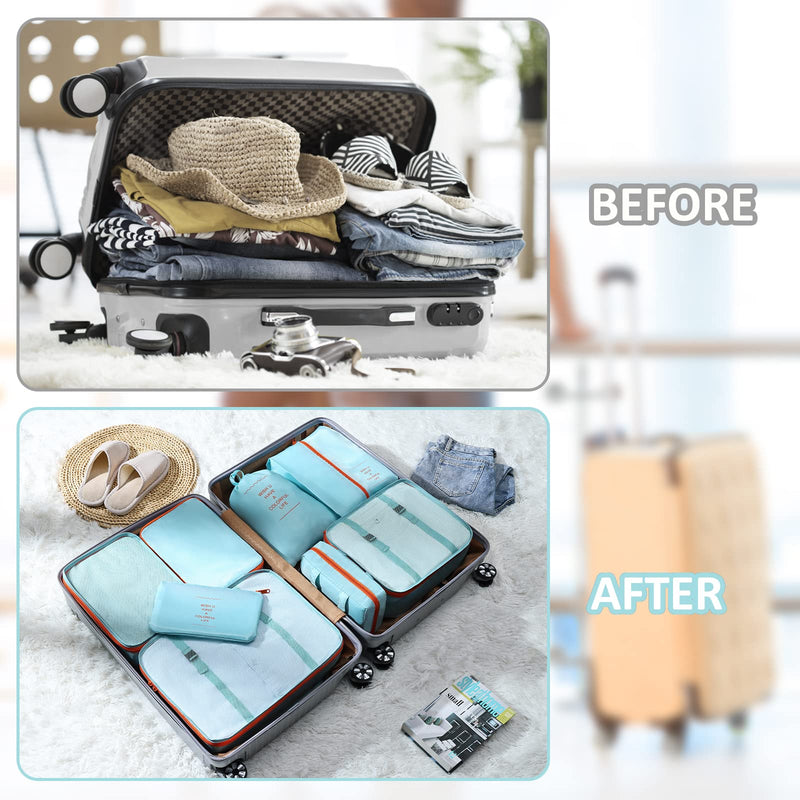 [Australia] - Homsorout Packing Cubes for Travel, 8 Pcs Travel Cubes Suitcase Organiser Bags Travel Organiser Packing Bags for Shoes Clothes Storage Bags 8 Pack Blue 