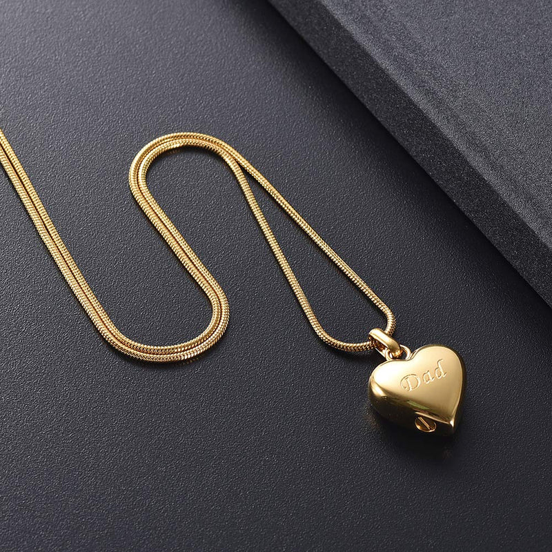 [Australia] - Heart Shape Urn Pendants Memorial Ash Necklace Stainless Steel Cremation Jewelry gold-dad 