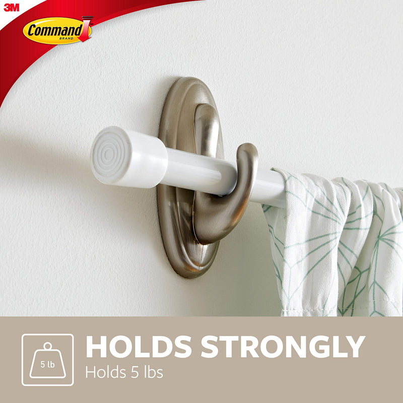 [Australia] - Command Large Traditional Plastic Hook, Brushed Nickel, 1-Hook, 2-Strips, Organize Damage-Free 1 Hook 