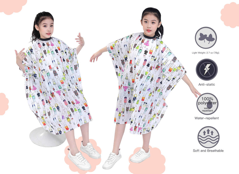 [Australia] - Barber Haircut Cape for Kids, Salon Child Hair Cutting Apron for Boys and Girls-Different Cute Rabbits Printing-White White 