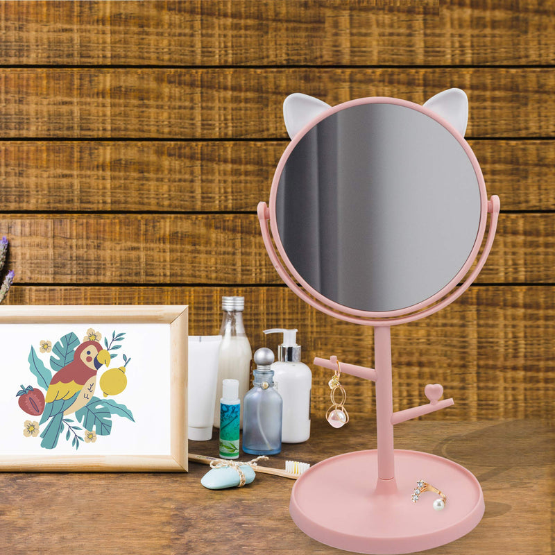 [Australia] - Desk Mirror for Makeup&Freestanding Pink Mirror, Folding Design for Tabletop 