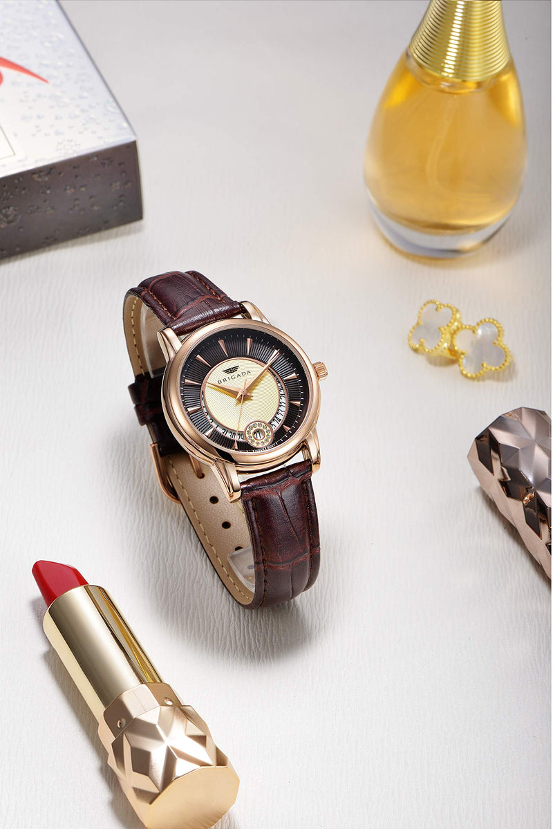 [Australia] - BRIGADA Women's Watches Elegant Watches for Women Waterproof Leather Strap Quartz Ladies Watches 