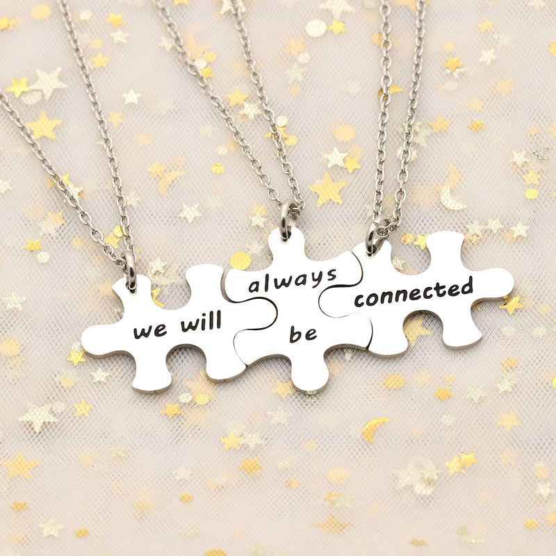 [Australia] - 3pcs Best Friend Pendant Necklace Graduation Gifts Birthday Party We Will Always Be Connected 