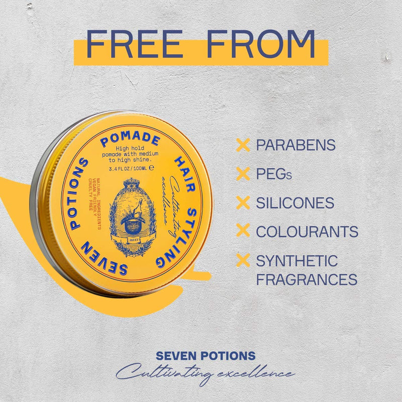 [Australia] - Seven Potions Men's Natural Pomade ‚Äî Natural, Water-Based, High Shine, High Hold Hair Styling Product ‚Äî 100% Vegan, Cruelty Free (100ml) 