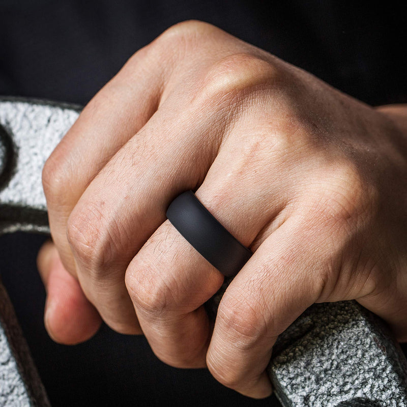 [Australia] - ThunderFit Silicone Wedding Ring for Men - 8.7mm Wide - 2.5mm Thick Black 4.5 - 5 (15.7mm) 