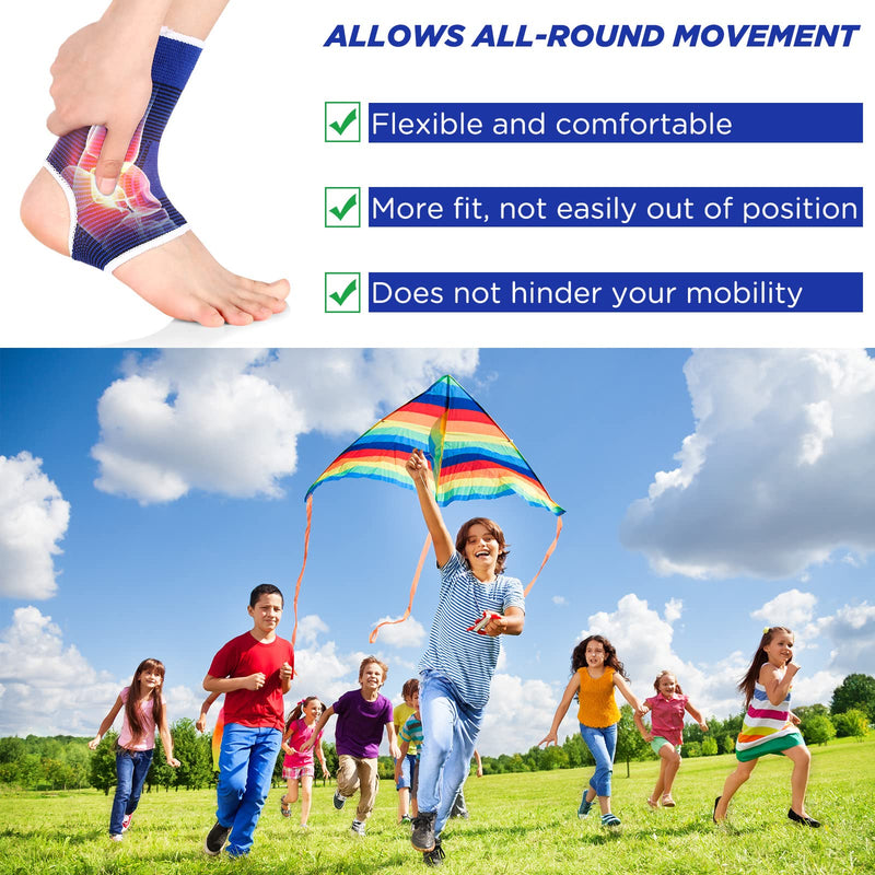 [Australia] - 4 Pairs Kids Ankle Brace includes 2 Pairs Foot Brace Supports Ankle Protector Wraps and 2 Pairs Knitted Ankle Sleeve Socks Kids Compression Socks for Sports Protection Joint Ankle Sprain 