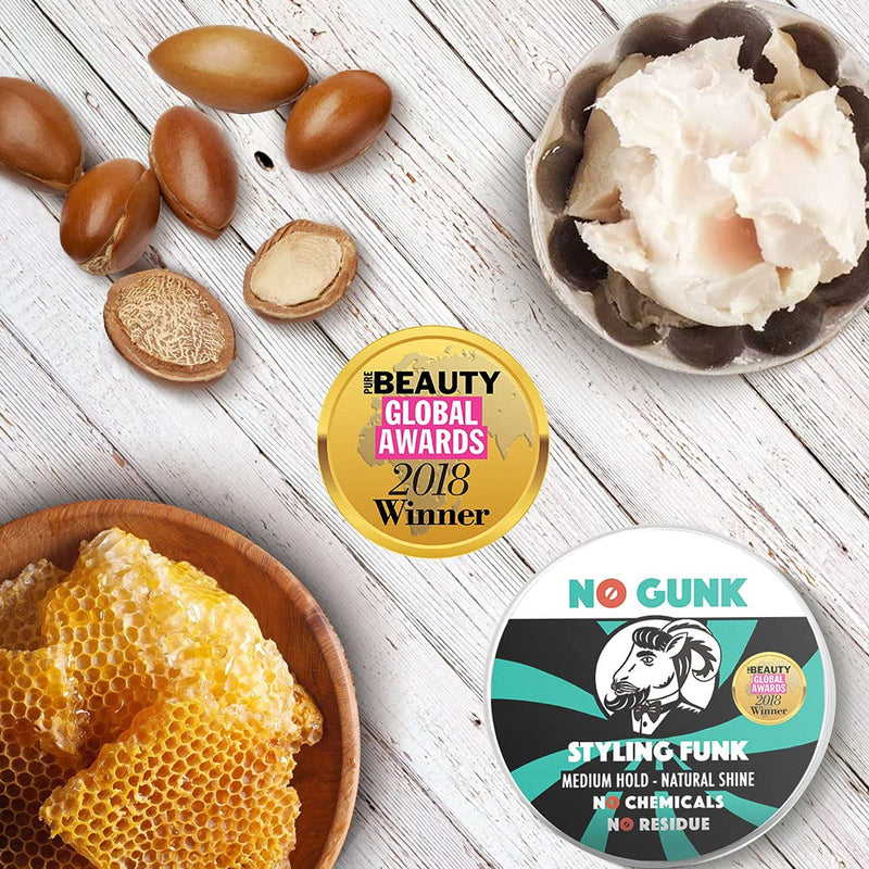 [Australia] - NO GUNK Styling Funk - 100% Natural Styling Wax/Pomade for Hair & Beard - Medium Hold - Natural & Organic Ingredients - Winner, Best Male Hair Product 2018, PURE Beauty Global Awards (Unscented, 50g) Unscented 50 g (Pack of 1) 