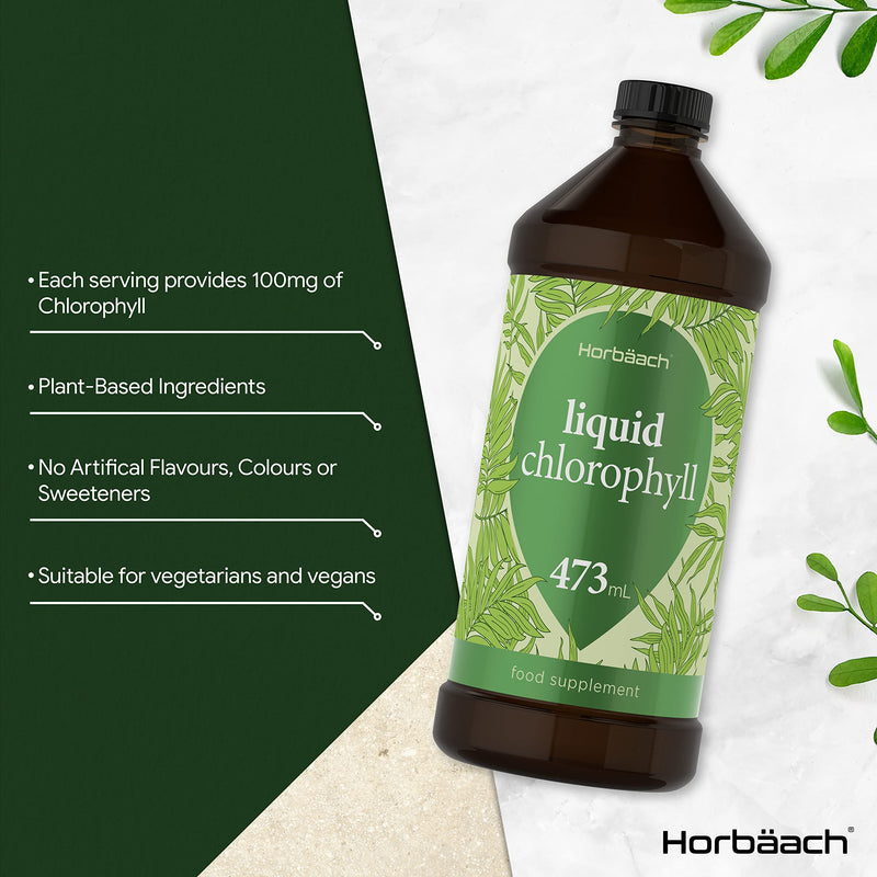 [Australia] - Chlorophyll Liquid Drops for Water 100mg | Mint Flavour, Vegan & Vegetarian | 473ml | by Horbaach 