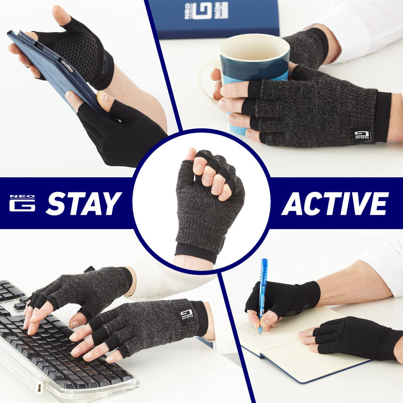 [Australia] - Neo G Arthritis Gloves – Support for Rheumatoid arthritis, RSI, Joint Pain, Dual Layer System for optimum mobility, flexibility, warmth and comfort – Class 1 Medical Grade - 1 pair – Medium - Black Medium: 19 - 21 cm / 7.5 - 8.3 In 