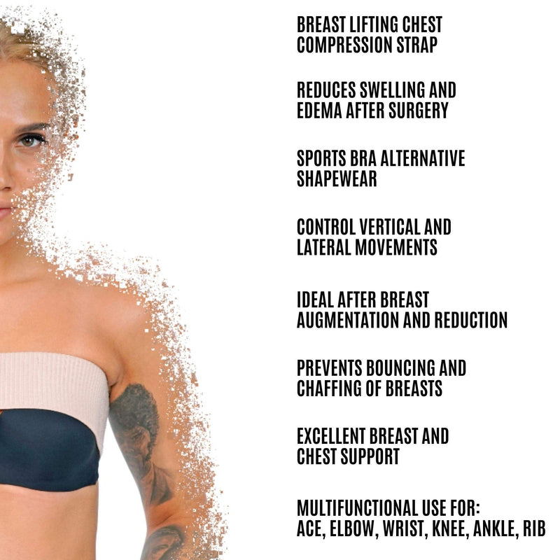[Australia] - Breast Implant Stabilizer Band, Post Surgery Breast Augmentation and Reduction Strap, Chest Belt, Breast Support Bandage, One Size Fits All (Beige) Beige 
