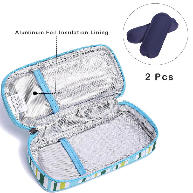 [Australia] - CREATOR Insulin Cooler Carrying Case, Diabetic Medication Organzier with 2 Ice Packs for Diabetic Supplies, Medicine, Pen, Vial Supply Light Blue 