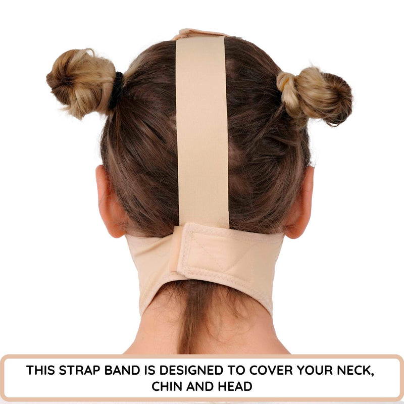 [Australia] - Post Surgery Neck and Chin Compression Garment Wrap Bandage for Women, Face Slimmer, Jowl Tightening, Neck Coverage, Chin Lifting Strap (L) Large (Pack of 1) 