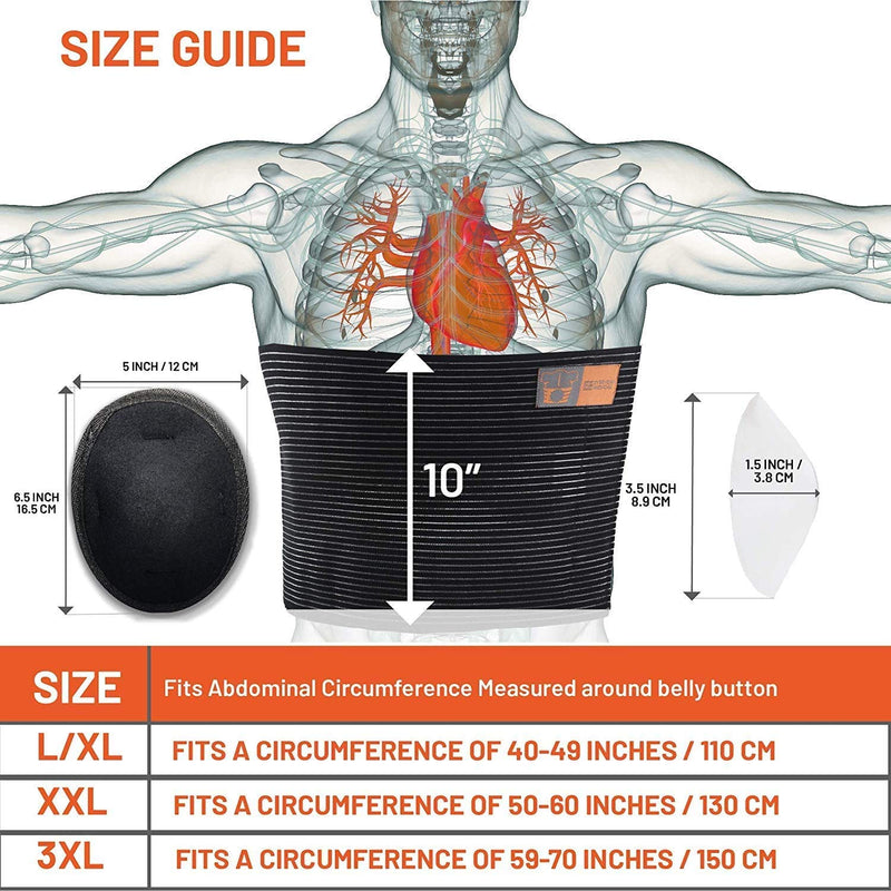 [Australia] - Plus Size Umbilical Hernia Support Belt I Pain and Discomfort Relief from Umbilical, Navel, Ventral and Incisional Hernias I Hernia Binder for Big Men and Large Women I XXXL/3XL 3X-Large (Pack of 1) 