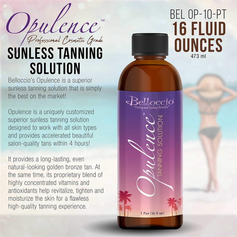 [Australia] - 1 Pint of Belloccio"Opulence" Ultra Premium"DHA" Sunless Tanning Solution with Dark Bronzer Color Guide 