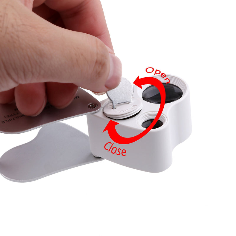 [Australia] - Illuminated Jewelry LED Eye Loupe Magnifier with Two Lens, 60X 12 mm and 30X 22 mm with Kare and Kind Retail Package (60x and 30x, Silver/White) 60x and 30x 