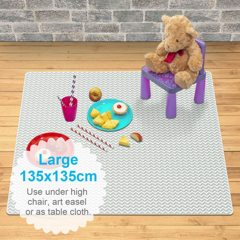 [Australia] - Vicloon Easy Cleaning Splash Mat, 52" Highchair Splash Mat, Baby Splat Floor Mat, Washable Spill Mat, Waterproof Messy Mat, Highchair Weaning Mat for Under High Chair/Arts/Crafts 1 Count (Pack of 1) 