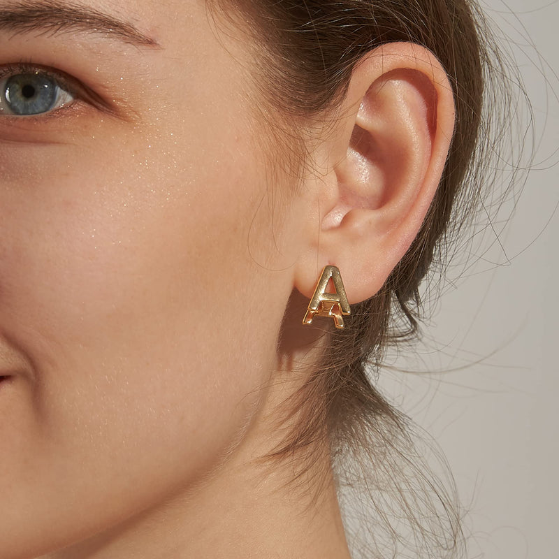[Australia] - Initial Stud Earrings for Women 14K Gold Plated Letter A-Z Stud Earrings Jewelry A-Gold 