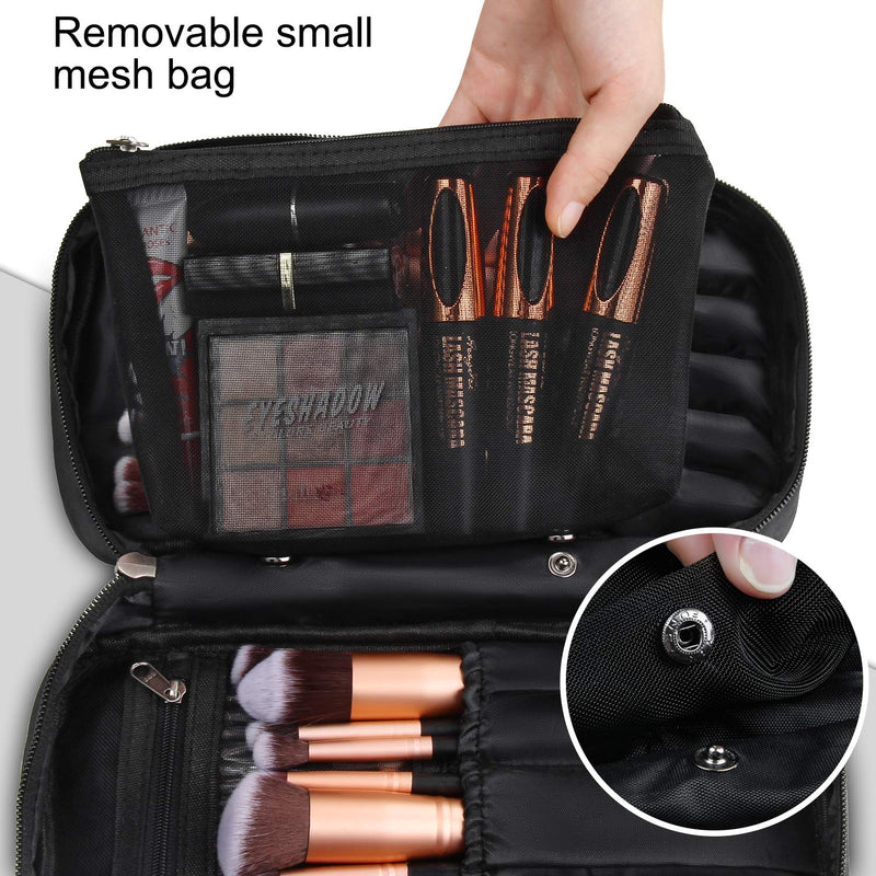 [Australia] - Professional Cosmetic Case Makeup Brush Organizer Makeup Artist Case with Belt Strap Holder Multi functional Cosmetic Bag Makeup Handbag for Travel & Home Gift (Black) Small Black 