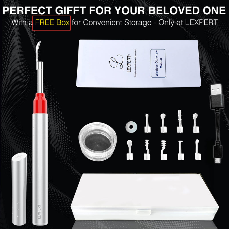 [Australia] - Ear Wax Removal Otoscope Wireless with Free Container and Ear Pick Set - Earwax Remover Tool - Ear Cleaner with Camera - 1080p with 6 LED Lights - Visual Ear Camera Safe Ear Pick Ear Cleaning 