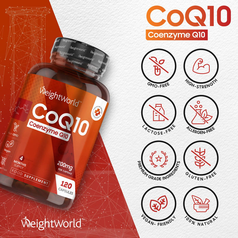 [Australia] - CoQ10 Supplement 200mg - CoEnzyme Q10 High Strength 120 Vegan Capsules (4 Months Supply) - Unfiltered & Fermented 100% Ubiquinone - CoQ10 High Absorption - Lactose & Allergen Free 