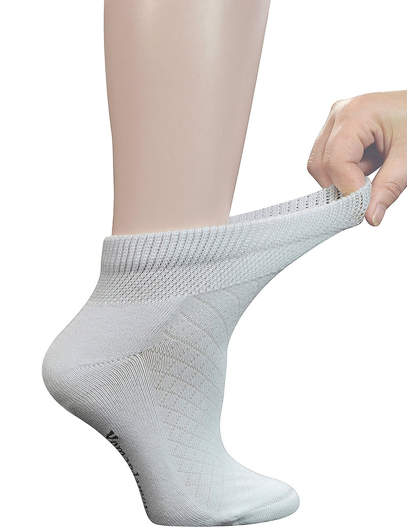 [Australia] - Yomandamor 5 Pairs Women's Cotton Ankle Breathable Mesh Diabetic Socks with Seamless Toe,L Size … 5 Pairs White 9-11 