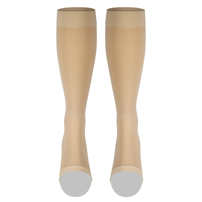 [Australia] - NuVein Medical Compression Stockings, 20-30 mmHg Support for Women & Men, Knee Length, Open Toe, Beige, Large Large (Pack of 1) 