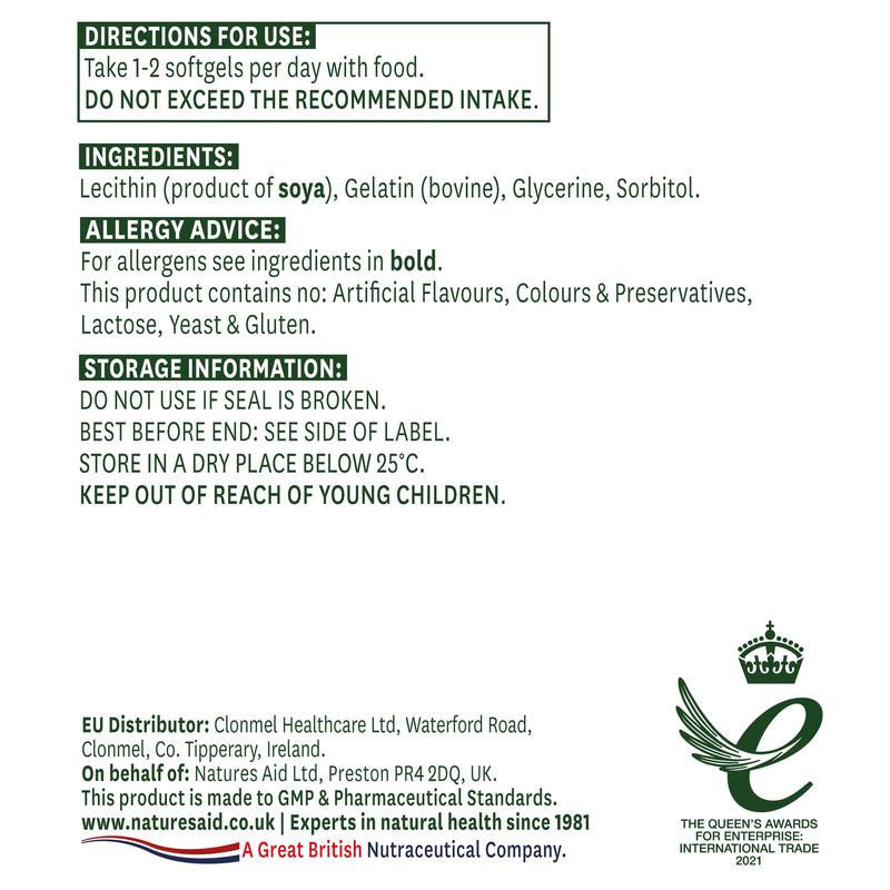 [Australia] - Natures Aid Lecithin, 1200 mg, 90 Softgels (Produced from Naturally Sourced, Non-GM Soya Beans, Source of Phospholipids, Made in the UK) 
