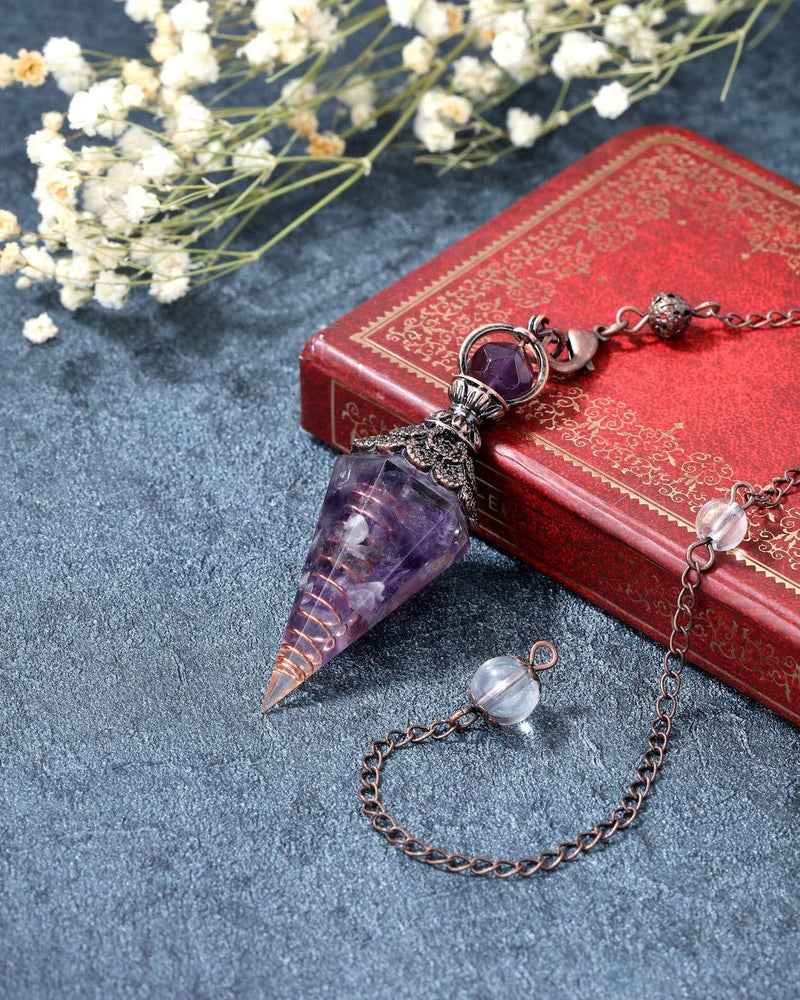 [Australia] - JOVIVI Amethyst Dowsing Pendulum Crystal Healing Purple Hexagonal Gemstone Crystals Point Pendulum for Divination Dowser Scrying 
