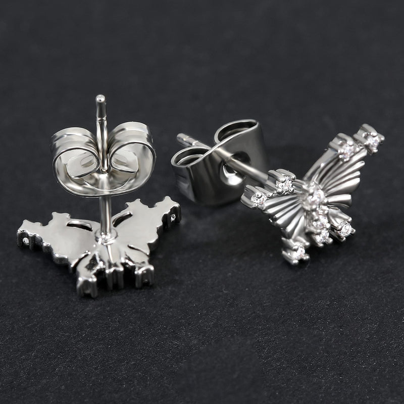 [Australia] - Gacimy Stud Earrings for Women, Hypoallergenic Earrings Sterling Silver Post Gold Plated Stud Earrings for Women White Gold Butterfly 