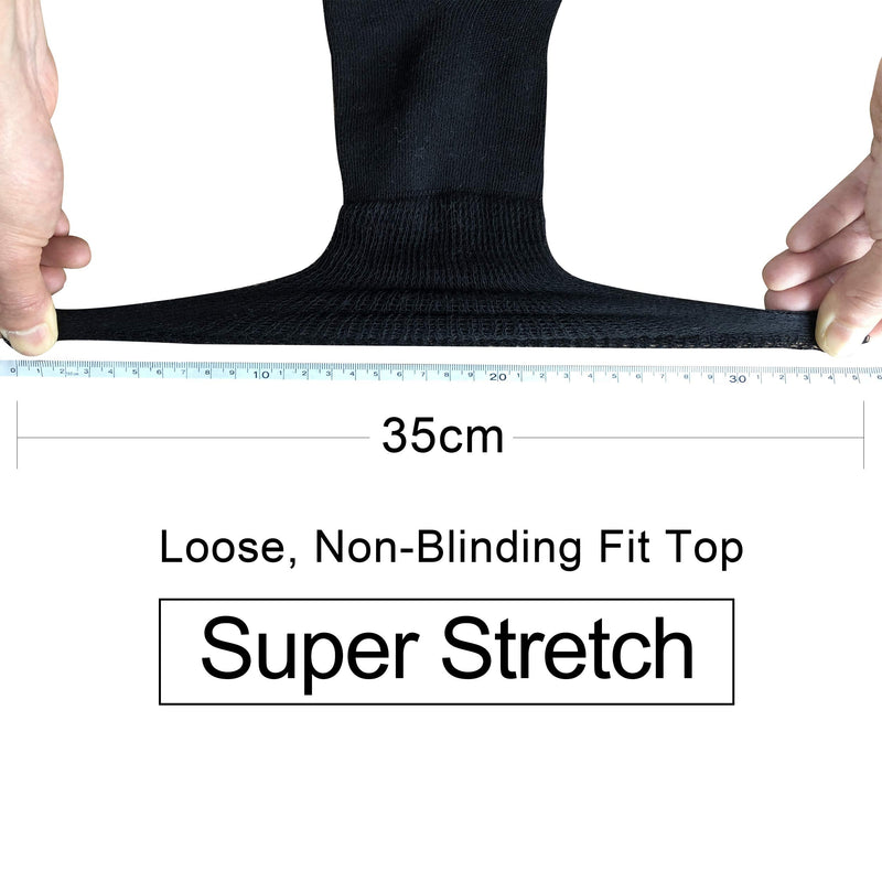 [Australia] - Busy Socks Non-Binding Top Diabetic Socks for Men Women, Thin Soft Crew Mid Calf Socks with Seamless Toe X-Large 4 Pairs Black 