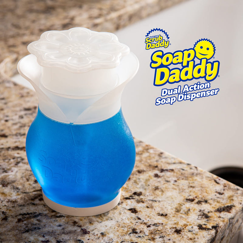 [Australia] - Scrub Daddy Soap Dispenser for Kitchen and Bathroom - Soap Daddy - Refillable Soap Dispenser for Countertop, Dual Action with Easy Grip Sides, Multi-use, 1 ct single 